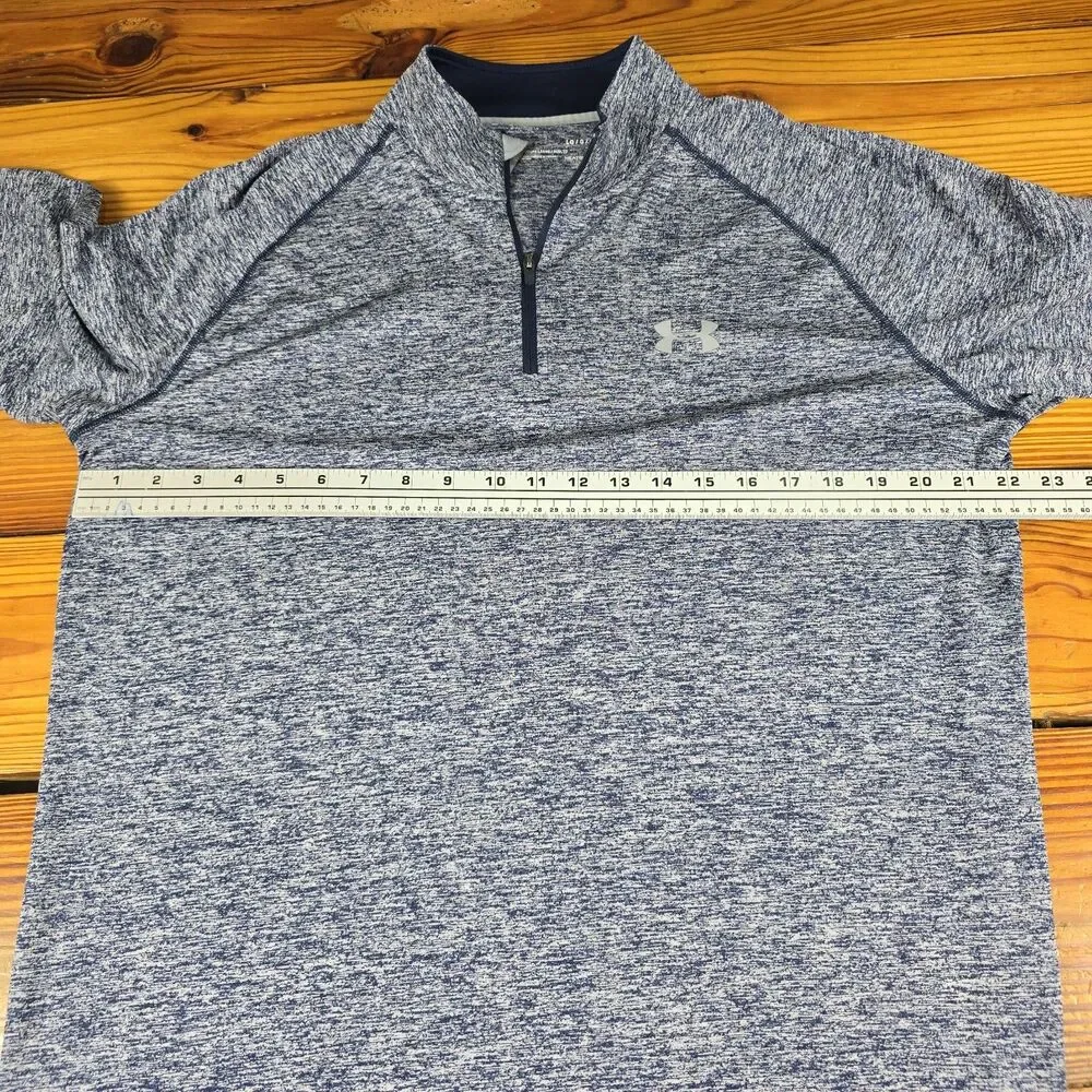 Under Armour Heat Gear Lightweight 1/4 Zip Men Large Heather Blue Pristine!!